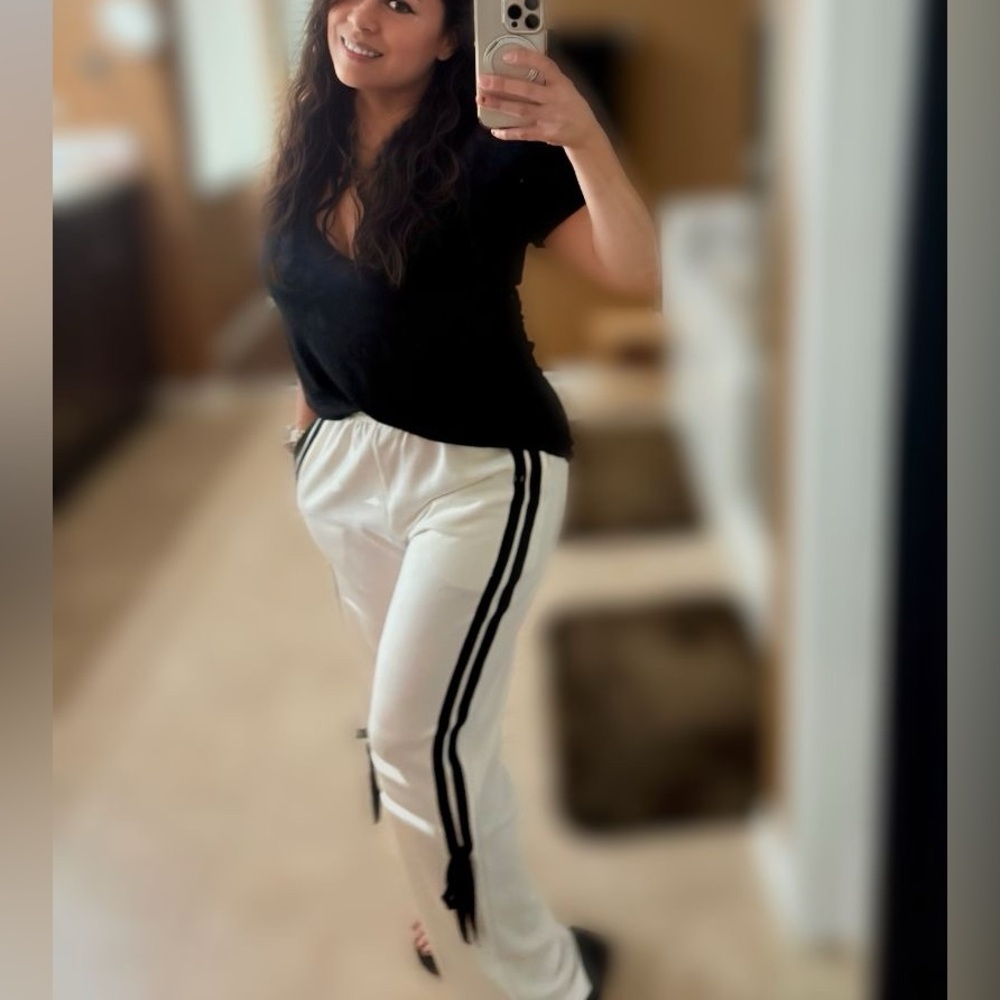 White with Black Stripes Pants - Picture 6 of 6